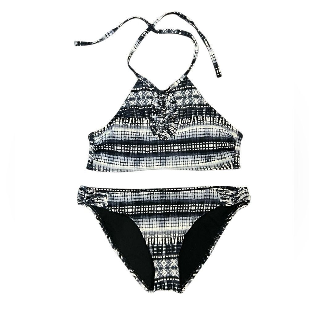 Ambrielle Binki halter two piece black white geometric Size Small
